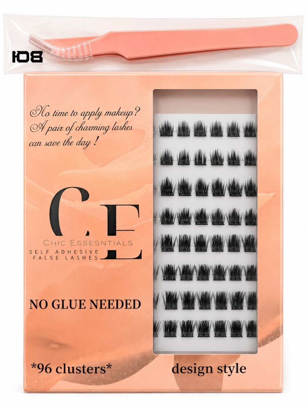 Self-Adhesive Cluster Lashes Kit – Design Style | 96 Clusters + Applicator
